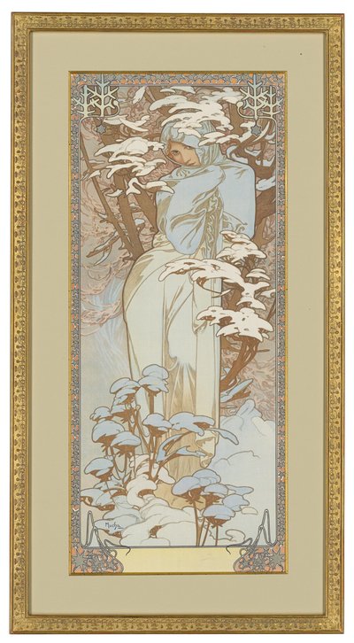 Le quattro stagioni: Inverno, 1900 da Alphonse Mucha