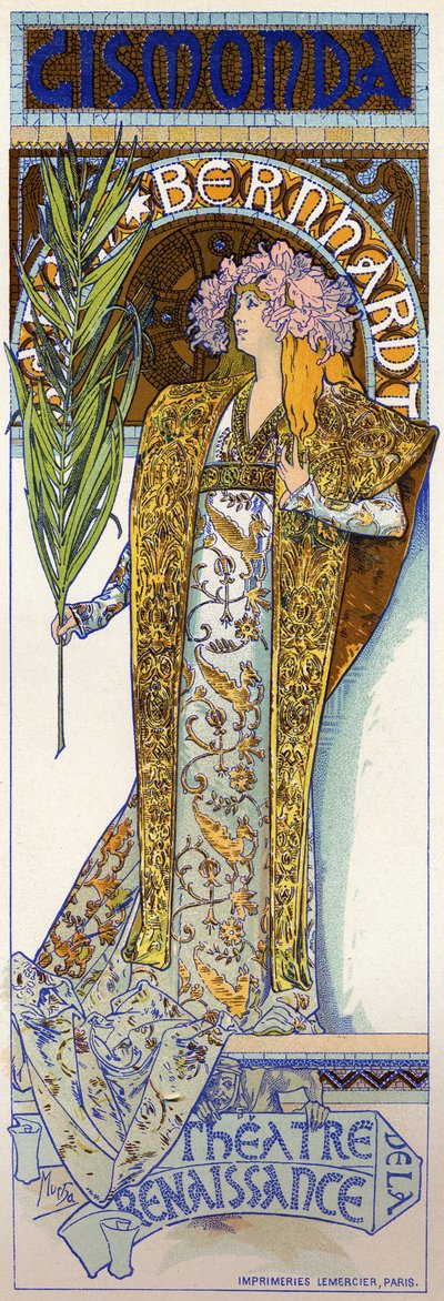 Gismonda con Sarah Bernhardt a Parigi da Alphonse Marie Mucha
