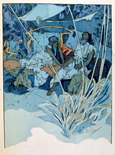 Illustrazione di Alphonse Mucha da "Rama" una poesia in tre atti di Paul Verola. ca.1898. Mucha (1860 – 1939) era un pittore ceco Art Nouveau da Alphonse Mucha