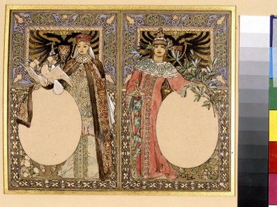 Illustrazione di un libro (fiaba o leggenda) da Alphonse Marie Mucha