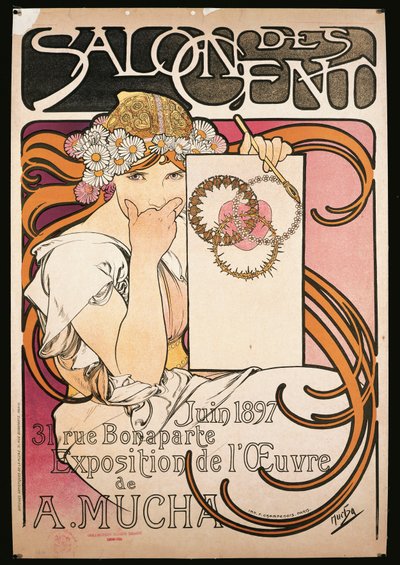 Poster pubblicitario della mostra di A. Mucha al Salon des Cent da Alphonse Marie Mucha