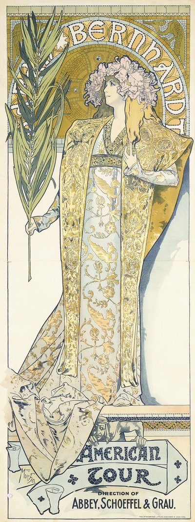 Sarah Bernhardt, Tour americano, 1895 da Alphonse Mucha