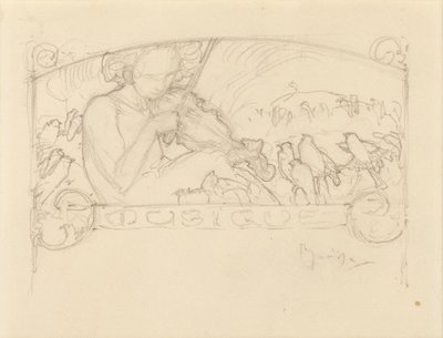 Studio di una donna che suona il violino da Alphonse Mucha
