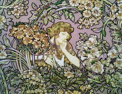 Donna tra i fiori, c.1900 da Alphonse Marie Mucha