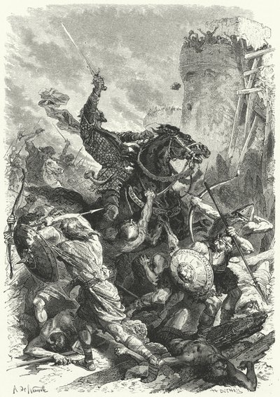 Il conte Oddone difende Parigi contro i Normanni, 886 da Alphonse Marie de (after) Neuville
