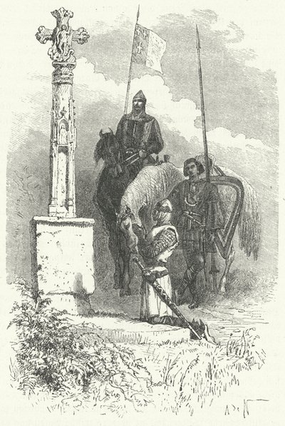 Ferdinando I di León che prega davanti a una croce da Alphonse Marie de (after) Neuville