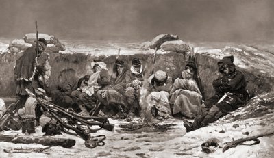 Soldati francesi in trincea. Assedio di Parigi. Guerra franco-prussiana da Alphonse Marie de (after) Neuville