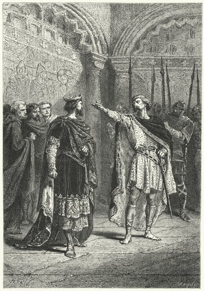 Ugo Capeto, re dei Franchi, e il ribelle conte Adalberto di Périgord, 987 da Alphonse Marie de (after) Neuville