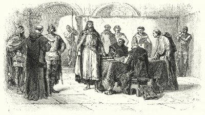 Proclamazione del cattolicesimo come religione del Regno gotico in Spagna al Terzo Concilio di Toledo, 589 da Alphonse Marie de (after) Neuville