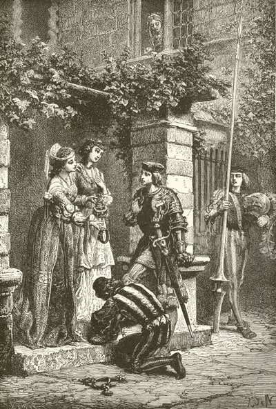Bayard che saluta le signore di Brescia da Alphonse Marie de Neuville