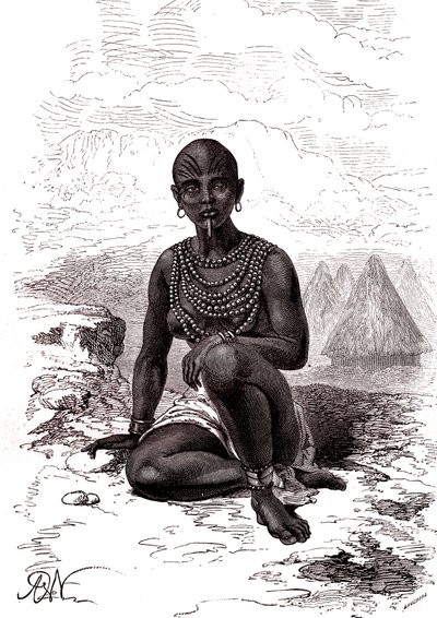 Bokke moglie di Moy, capo della tribù Latuka, Sudan del Sud da Alphonse Marie de Neuville
