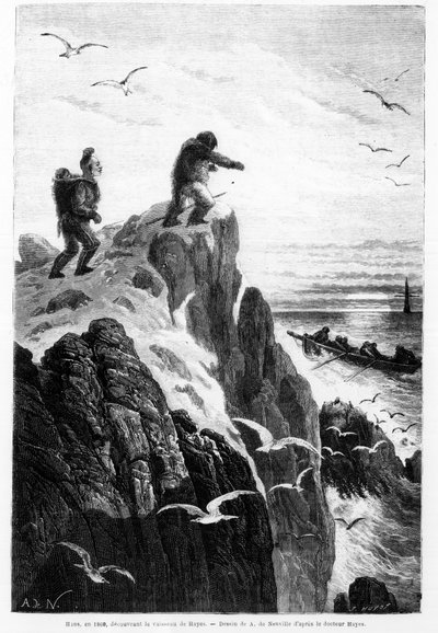 Hans nel 1860, scopre la nave di Hayes da Alphonse Marie de Neuville
