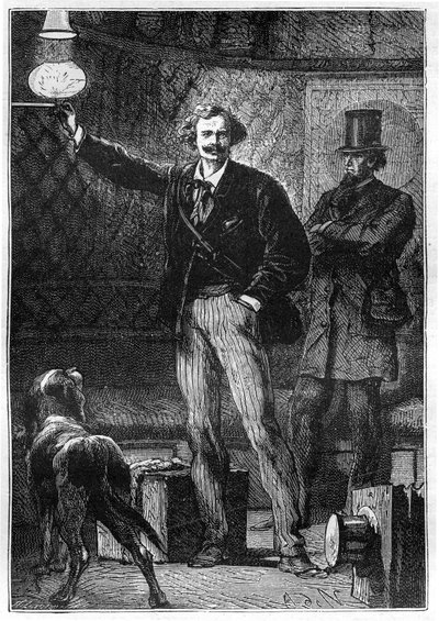 Illustrazione del libro "Intorno alla Luna" di Jules Verne, edizione Hetzel - Les voyages extraordinaires da Alphonse Marie de Neuville