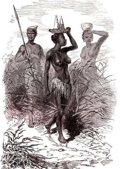 Nativi della tribù Nuer, valle del Nilo superiore da Alphonse Marie de Neuville