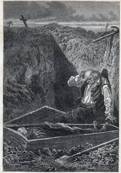 I cimiteri prendono ciò che viene loro dato - Illustrazione di Alphonse De Neuville (1835-1885) per "I miserabili - Seconda parte: Cosette" di Victor Hugo (1802-1885) 1862 da Alphonse Marie de Neuville