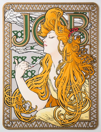 Poster pubblicitario per la carta velina Job, 1897 da Alphonse Mucha