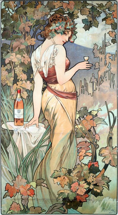 Poster pubblicitario di Alphonse Mucha per il Cognac Bisquit, Dubouche, 1899 da Alphonse Mucha