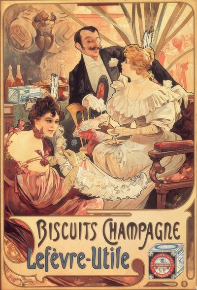 Biscotti Champagne / Lefèvre-Utile da Alphonse Mucha