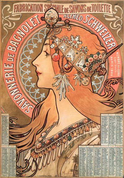 Pagina del calendario del 1898 decorata con un