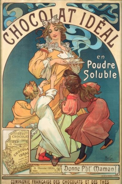 Cioccolato ideale in polvere solubile da Alphonse Mucha