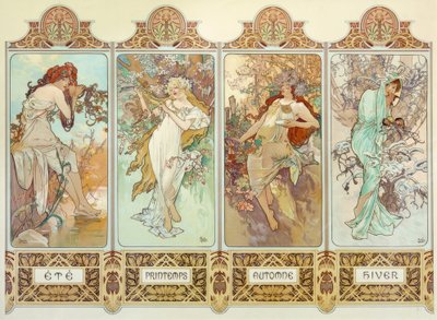 Le quattro stagioni da Alphonse Mucha