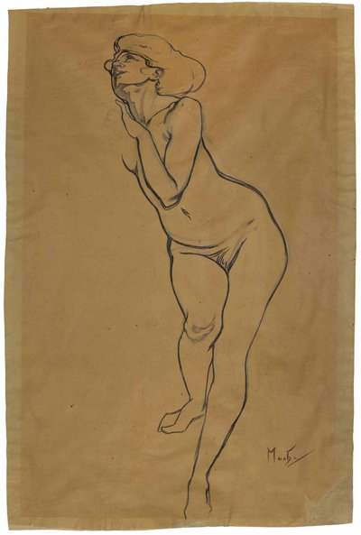 Donna nuda in piedi da Alphonse Mucha