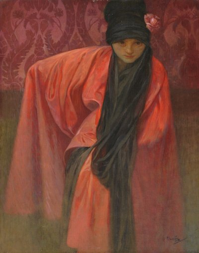 Ragazza in rosso, c. 1914 da Alphonse Mucha