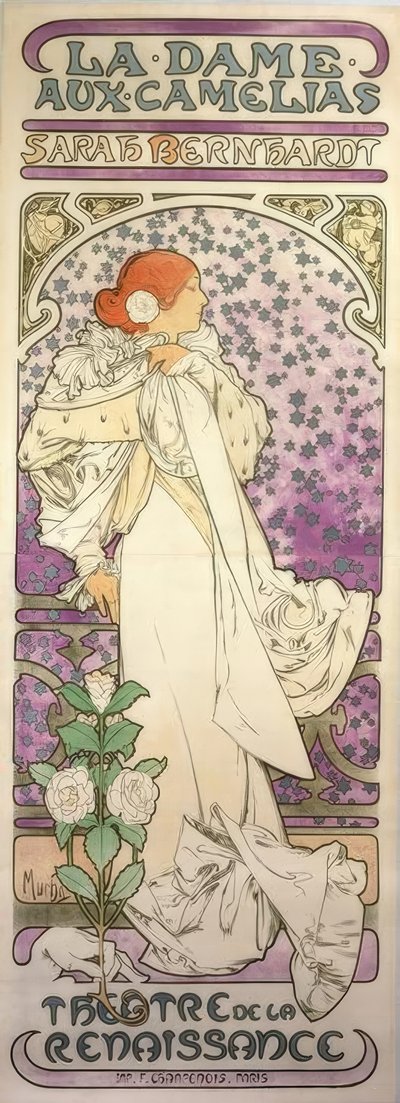 La Dame aux Camelias / Théâtre de la Renaissance da Alphonse Mucha