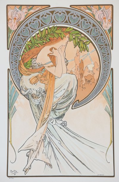 La Poesia Dalla serie Le Arti, 1898 da Alphonse Mucha