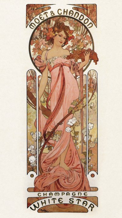 Poster pubblicitario per Moet & Chandon - Champagne White Star, 1899 da Alphonse Mucha