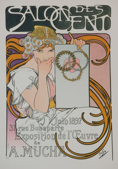Poster per la mostra di A. Mucha nel Salon des Cent da Alphonse Mucha