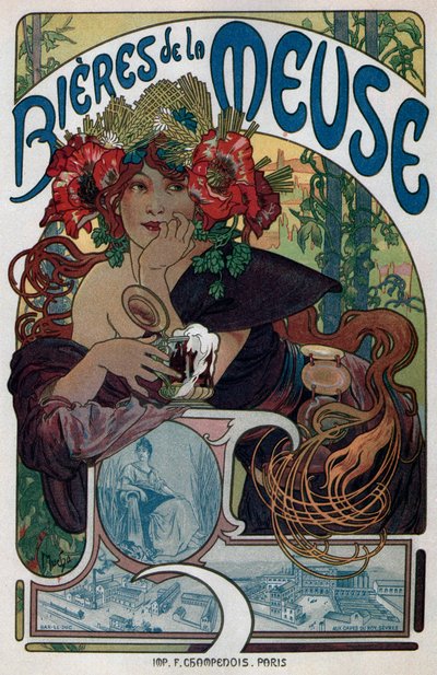 Poster per le Bieres de la Meuse, 1897 da Alphonse Mucha