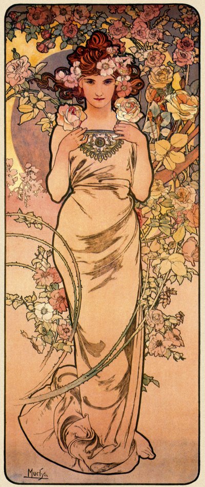 Rosa, dalla serie I Quattro Fiori, 1897 da Alphonse Mucha
