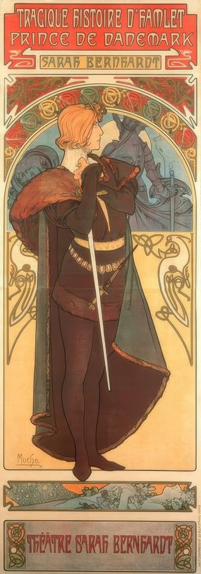 Sarah Bernhardt come Amleto da Alphonse Mucha