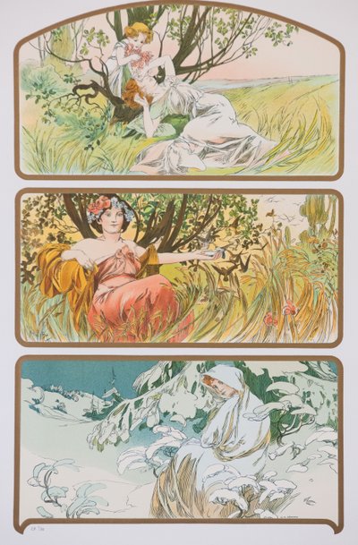Tre stagioni, c. 1898 da Alphonse Mucha