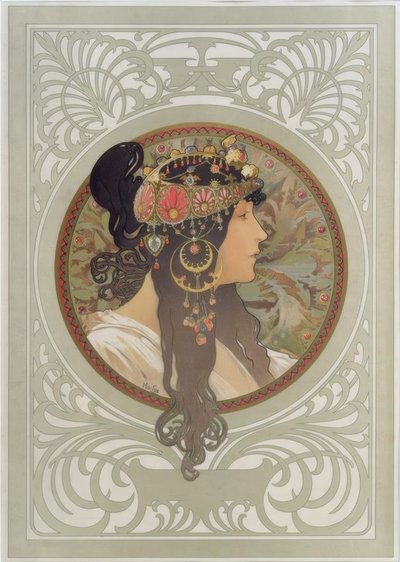 Testa bizantina: Brunetta da Alphonse Mucha