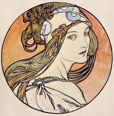 Donna con un foulard da Alphonse Mucha