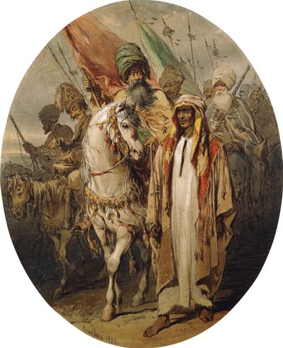 Guerrieri arabi in avanzata, 1855 da Amadeo Preziosi