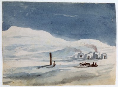 Igloo ed Esquimaux". Acquerello. Aurore Amadine Lucie Dupin (1804-1876) scrittrice e femminista francese che scrisse con il nome di George Sand. da Amantine Dupin