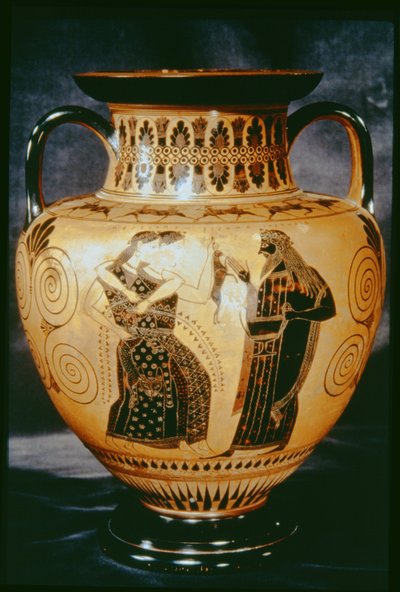Anfora attica a figure nere raffigurante una scena dionisiaca, 540-530 a.C. da Amasis Painter