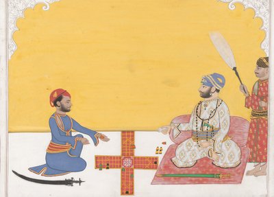 Maharaja Sovan Singh gioca a pachisi, ca. 1868 da Ambav