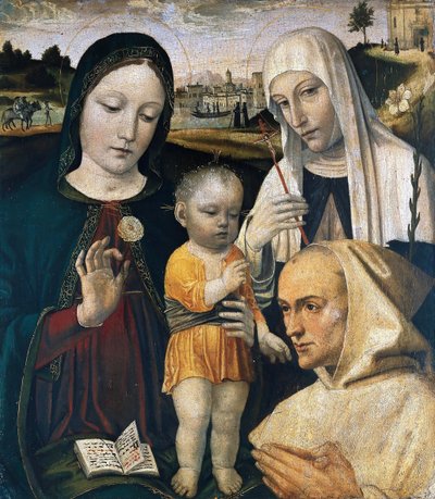Madonna col Bambino, Santa Caterina da Siena e un monaco certosino da Ambrogio Bergognone