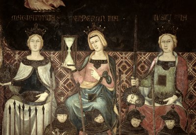 Allegoria del Buon Governo, dettaglio di Giustizia, Speranza e Magnanimità, 1338-40 da Ambrogio Lorenzetti