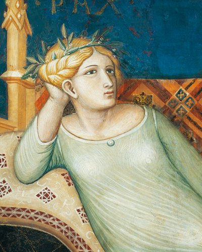 Allegoria del buon governo, pace, (dettaglio) da Allegoria ed effetti del buon e cattivo governo in città e campagna da Ambrogio Lorenzetti