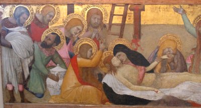Ambrogio lorenzetti, madonna col bambino e le sante m. maddalena e marta, compianto, 02 da Ambrogio Lorenzetti