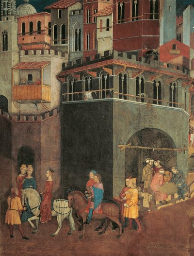 Effetti del Buon Governo in città, Processione della Nobiltà per le strade della città, (dettaglio) dall