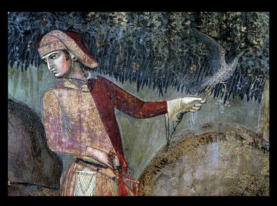 Effetti del Buon Governo in campagna, dettaglio di un falconiere, 1388-40 da Ambrogio Lorenzetti