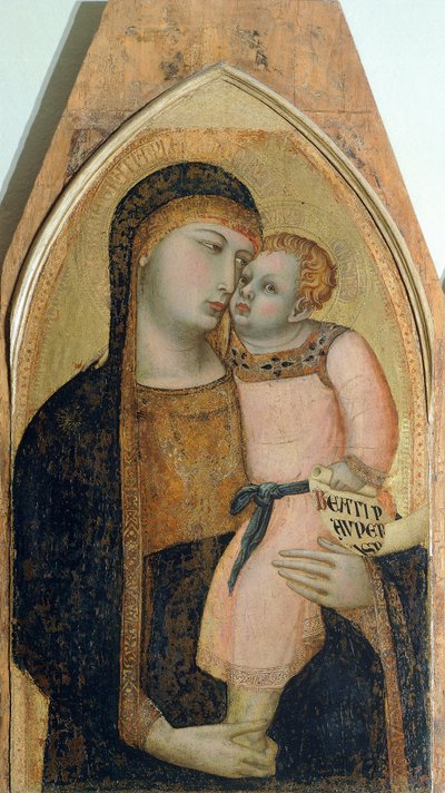 Madonna con Bambino, dettaglio dal Trittico raffigurante Madonna con Bambino con Maria Maddalena e Santa Dorotea di Ambrogio Lorenzetti (1290-ca 1348) da Ambrogio Lorenzetti