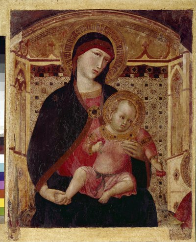 La Vergine con il Bambino - Parte centrale del trittico della Vergine con San Pietro e San Paolo da Ambrogio Lorenzetti