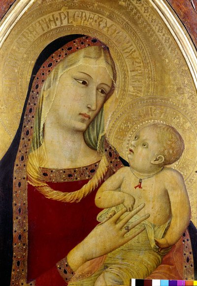 Vergine con Bambino (dettaglio). Trittico di San Procuratore da Ambrogio Lorenzetti